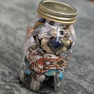 Boho Mystery Jewelry Jar Bundle – Turquoise Look + Silver Tone (Large)